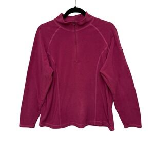 L.L. Bean Women's Pink Fleece Quarter Zip Size‎ Large Arm Pocket